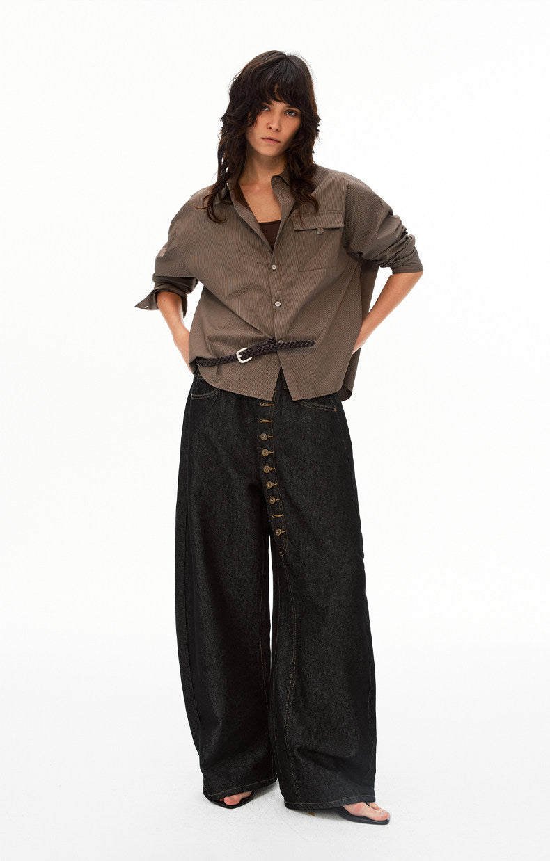 Button-down Design Denim Pants