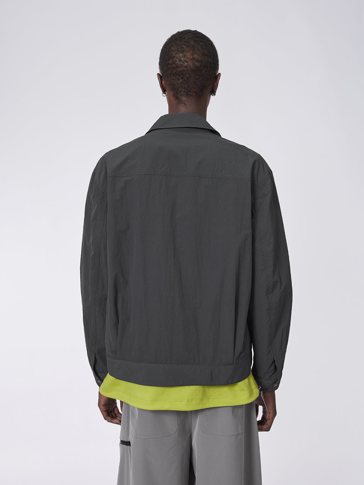 Short Wide Wrinkled Nylon Jacket