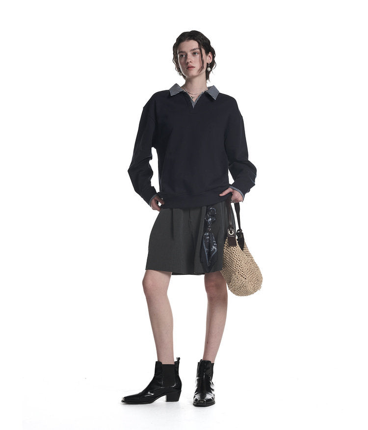 Fake Two-Piece V-Neck Sweatshirt