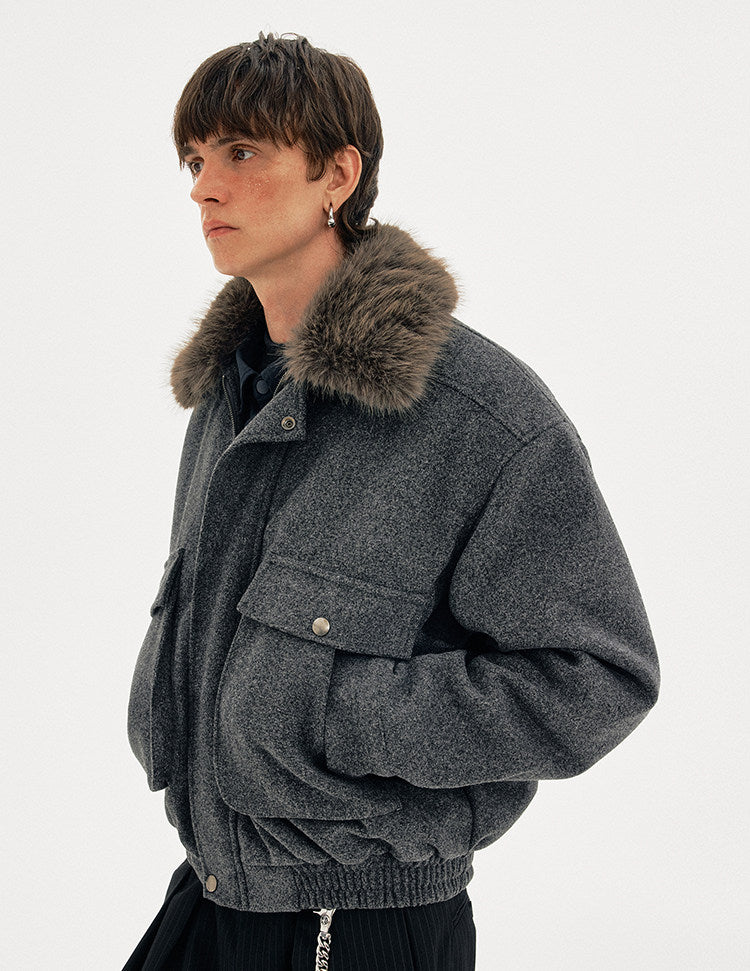 Old Money Style Fur Collar Jacket