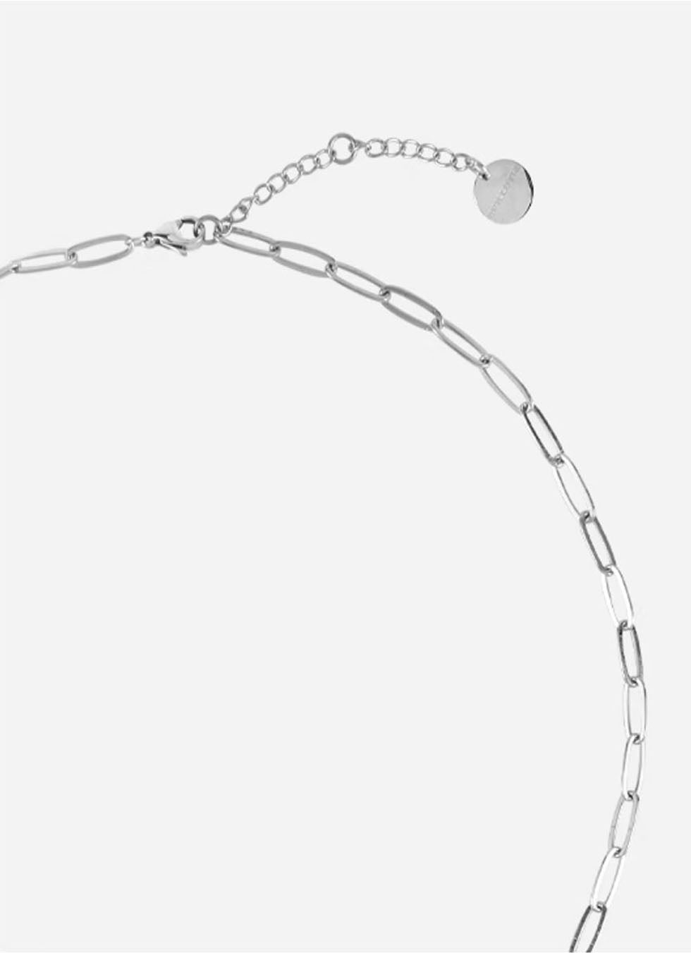 Irregular bean shaped long cross necklace