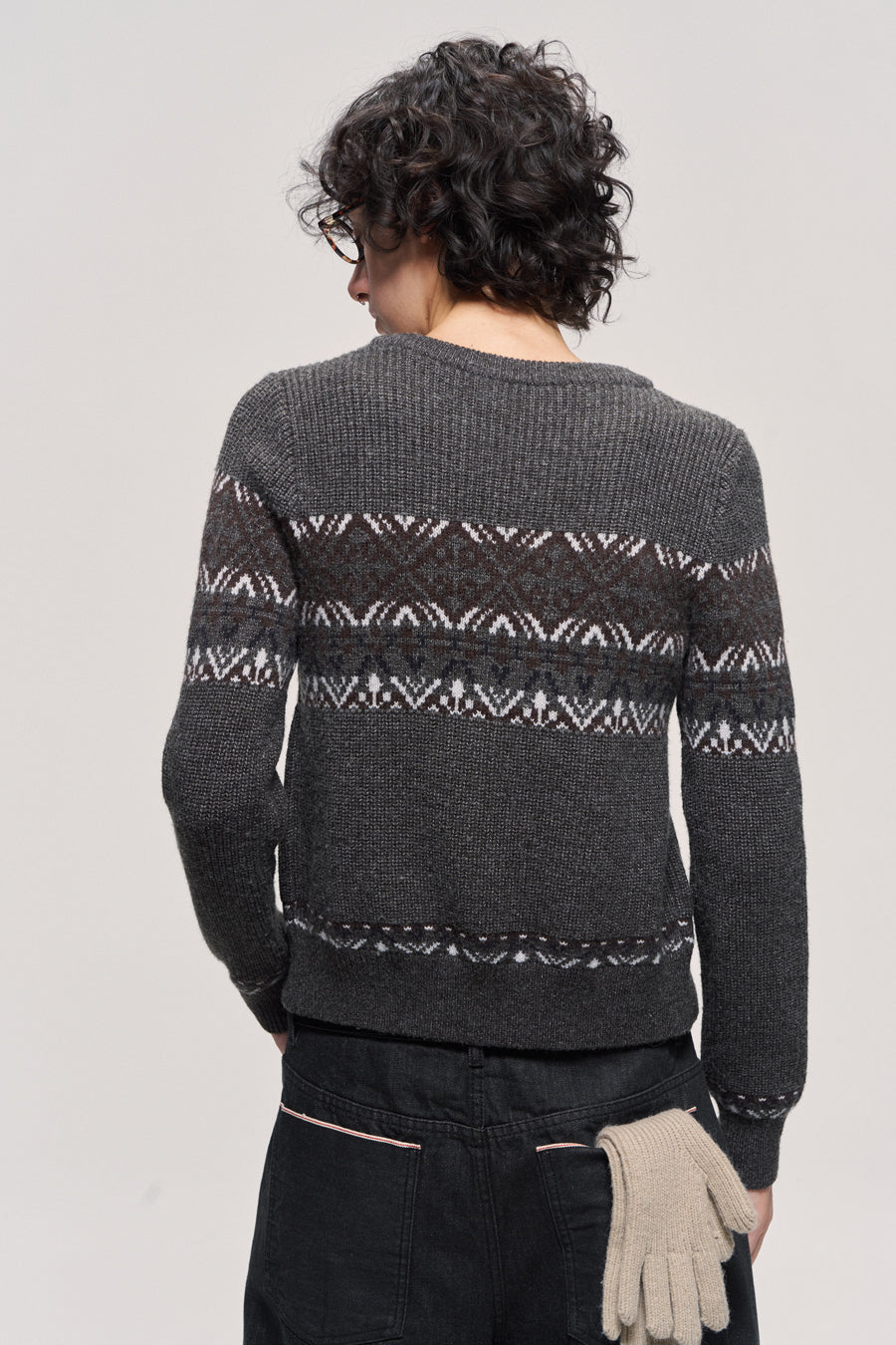 Jacquard wool blend cardigan