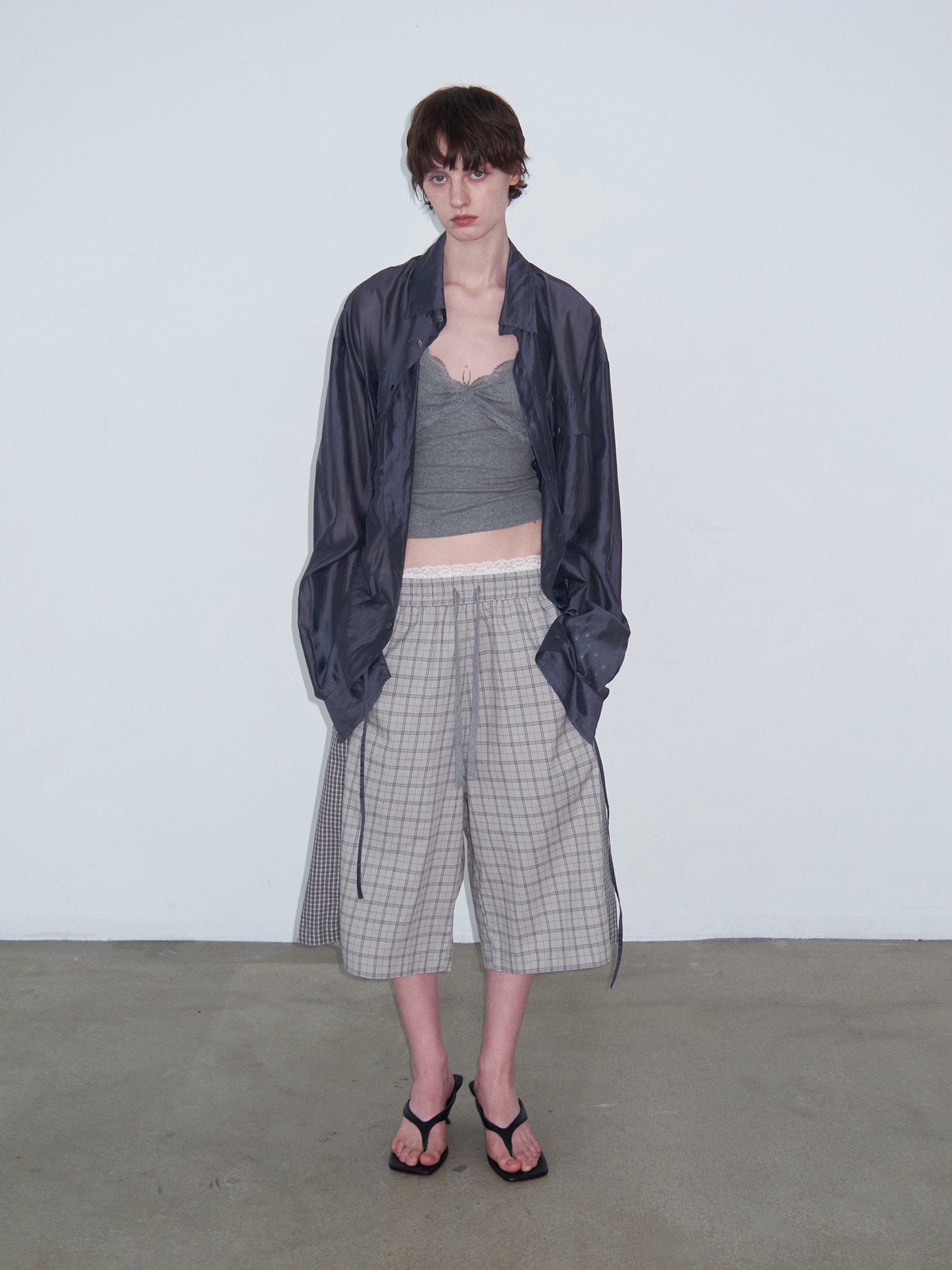 Checkered Patchwork Color-Block Shorts