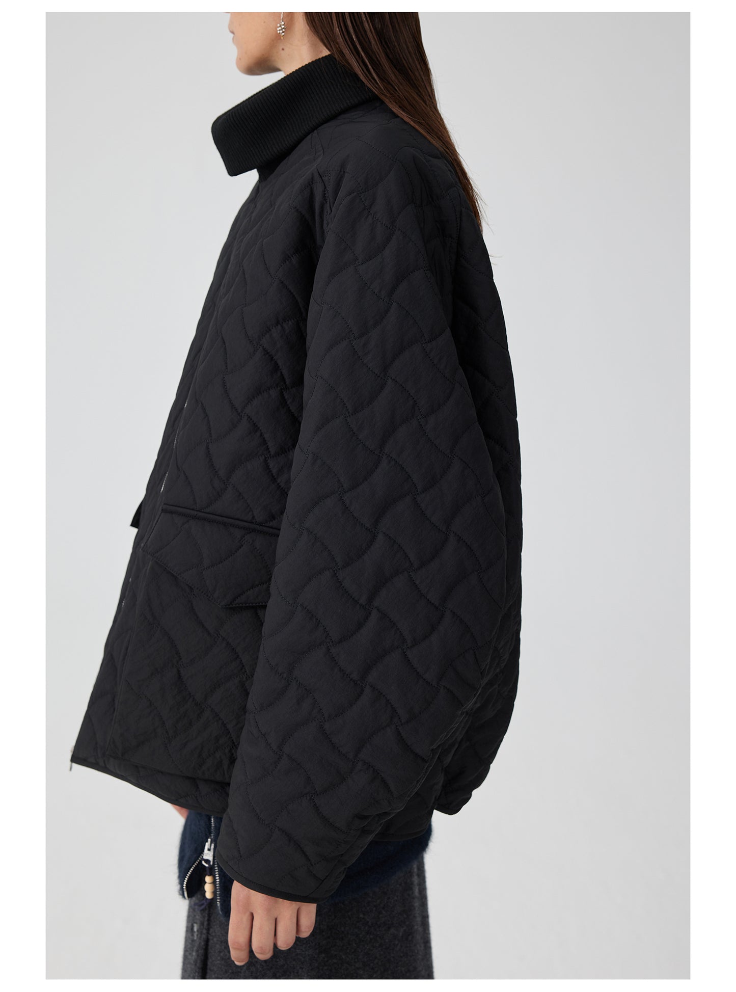 Rib Collar Quilted Jacket