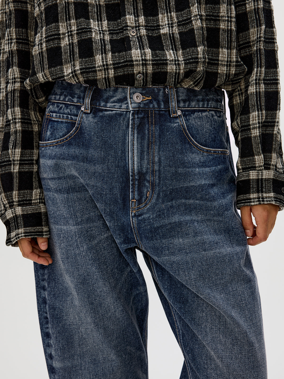 Cotton Twill Straight Leg Jeans