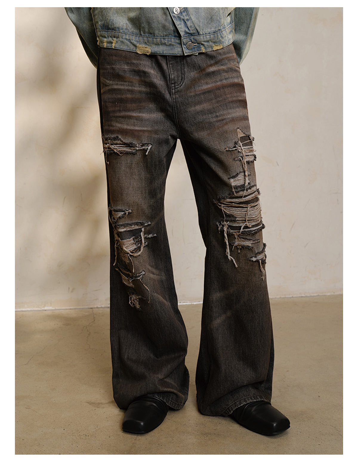 Oil Stain Damaged Jeans