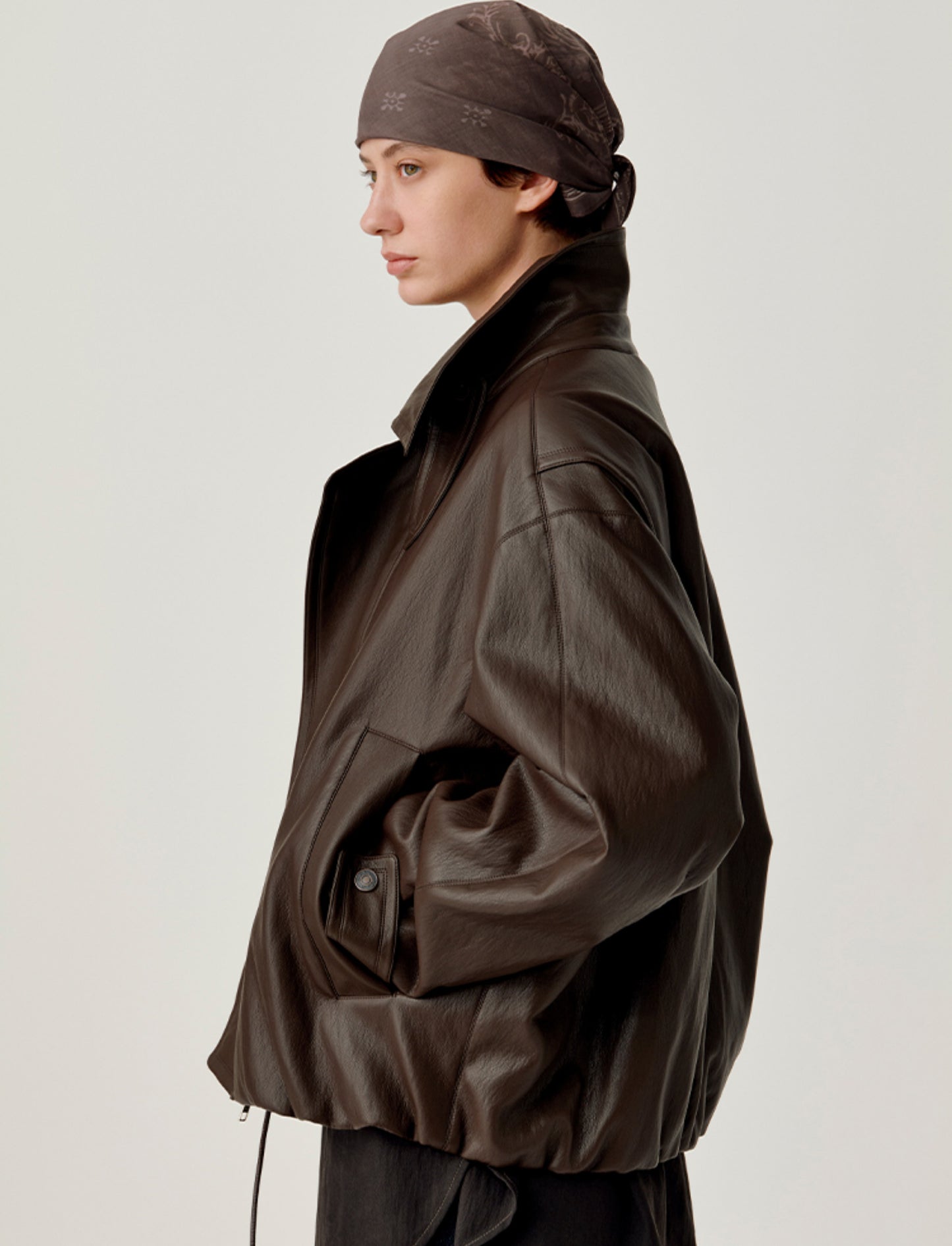 Accordion-Pleated Leather Jacket