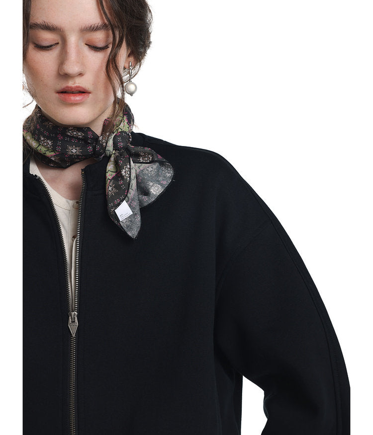 Casual Rib Zip Sweatshirt