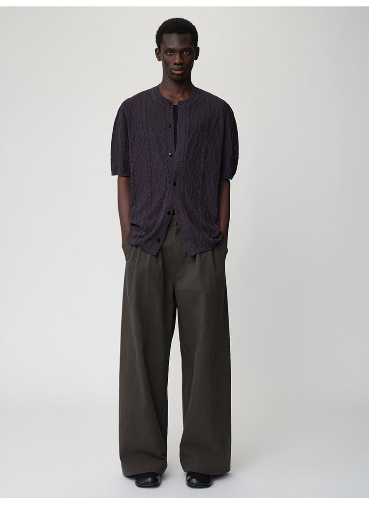 3D Cut A-Line Wide-Leg Pants
