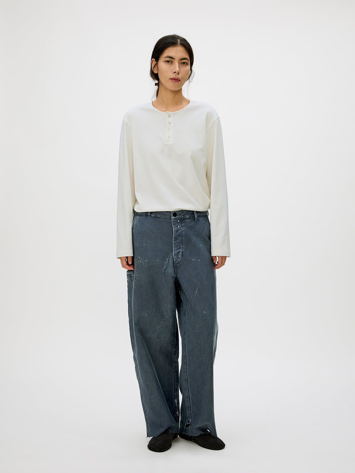 Heavy-Wash Finish Casual Pants