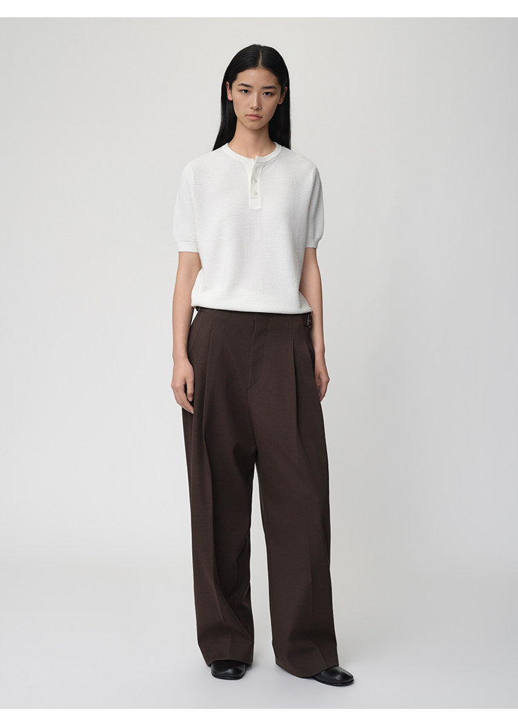 Waffle Henley Neck Knit Shirt