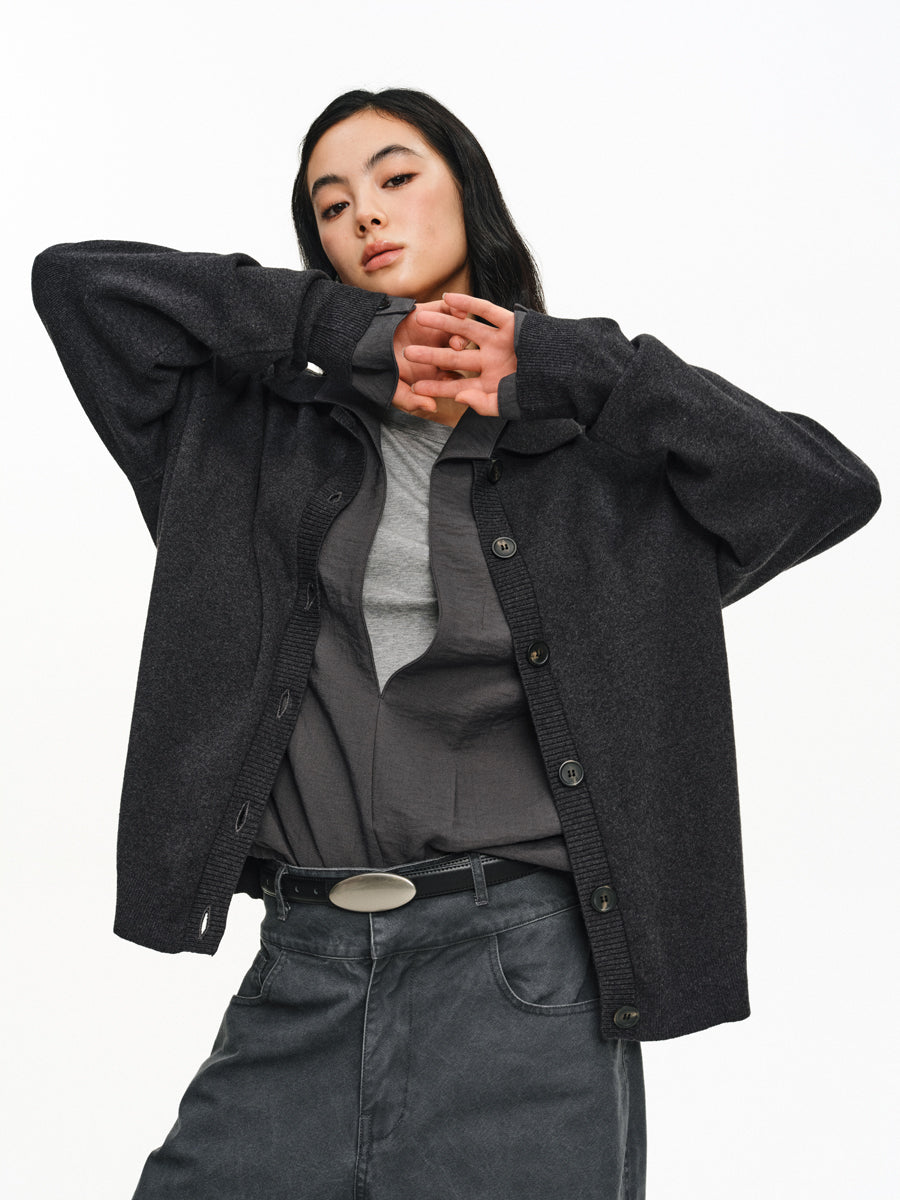 버튼 다운 카디건