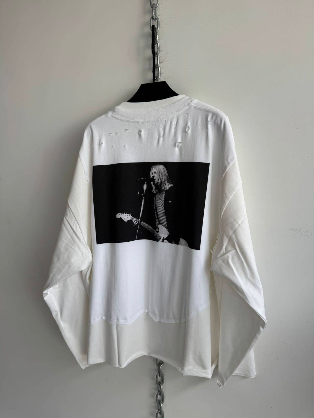 Double-Layer Patchwork Breakdown Silhouette T-Shirt