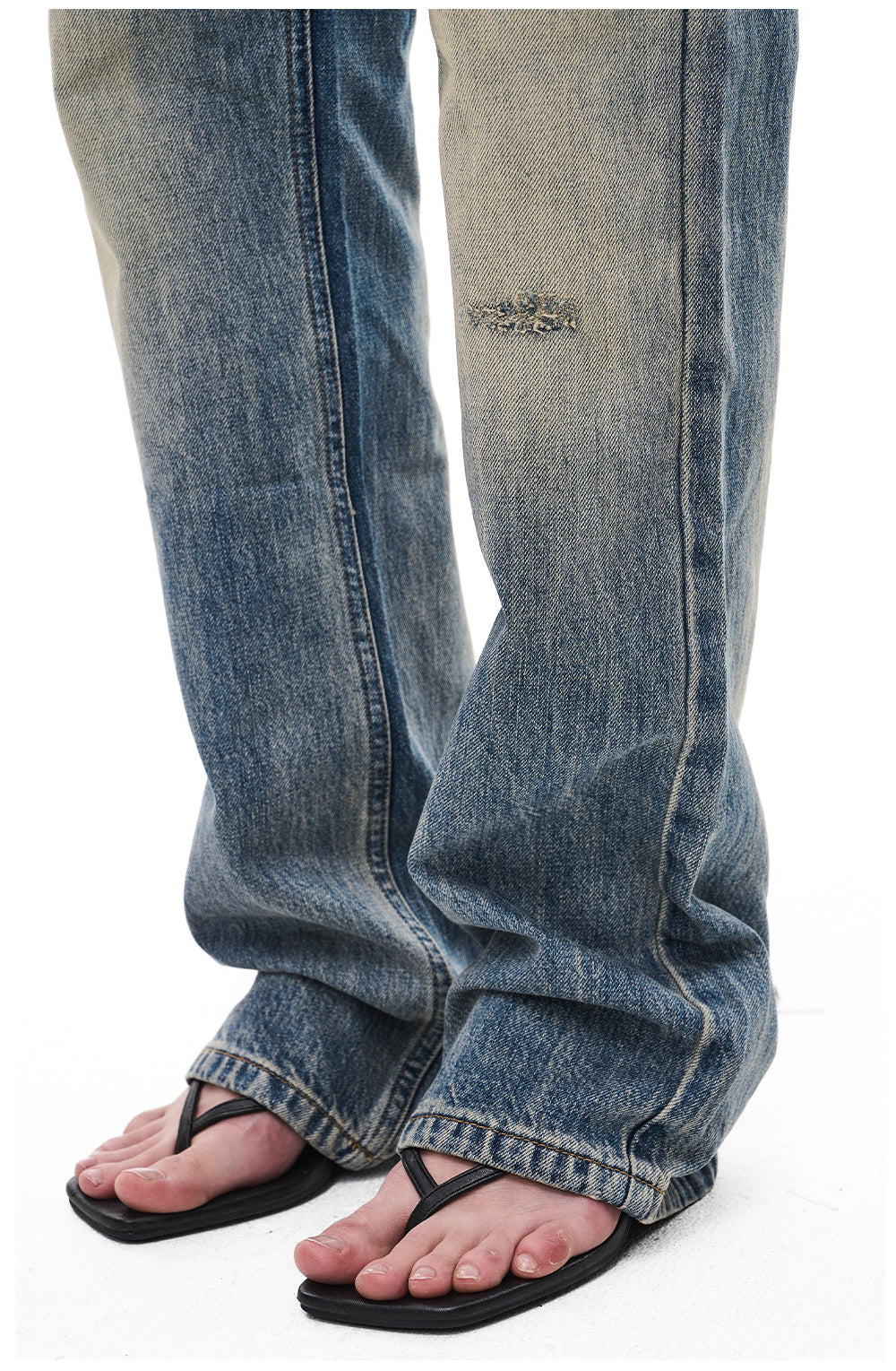 Vintage-Wash Slightly Flared Jeans