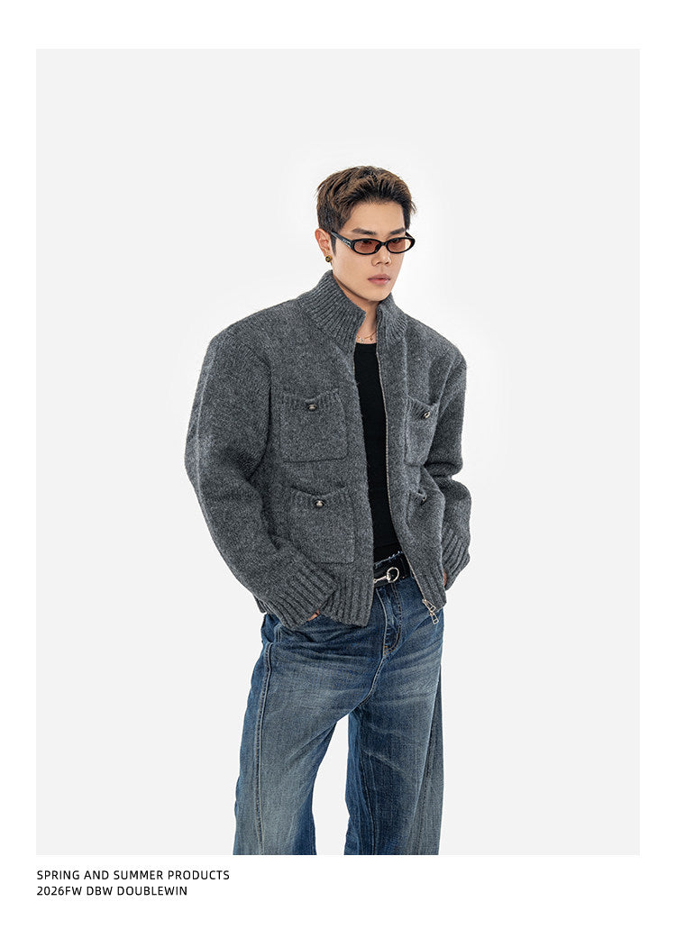 Heavyweight Sweater Jacket with Multiple Pockets