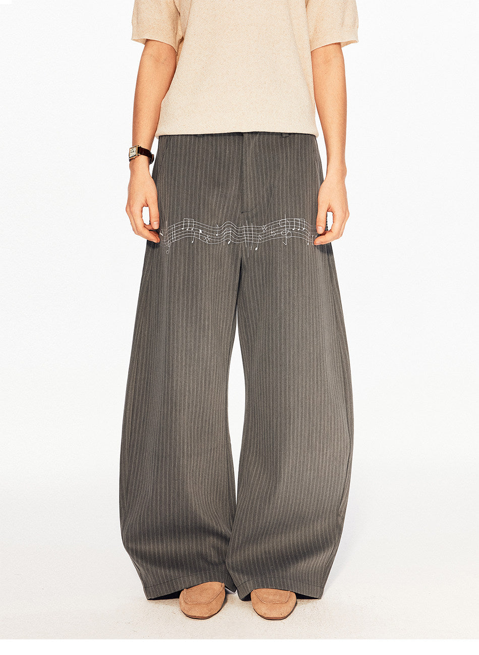 Retro Casual Pants with Embroidery