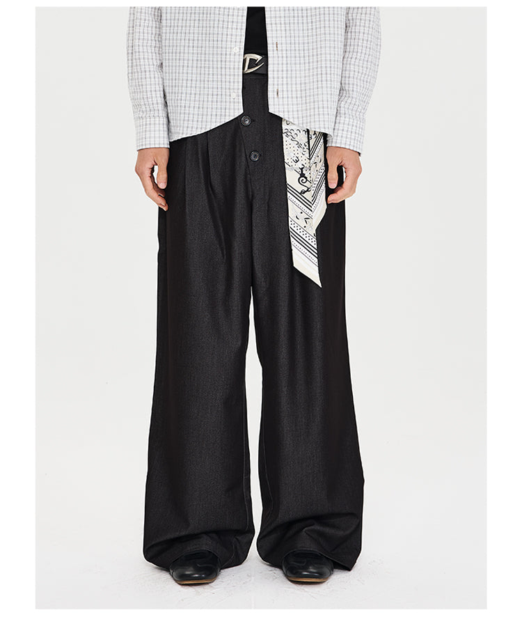 Diagonal Placket Casual Pants