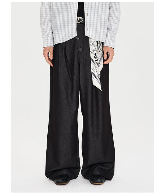 Diagonal Placket Casual Pants