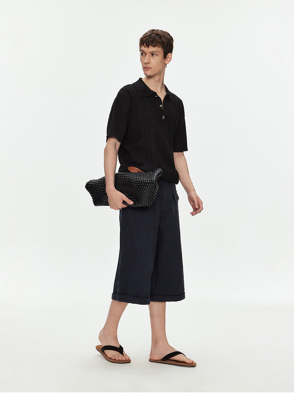 Wool-Blend Knit Polo Shirt