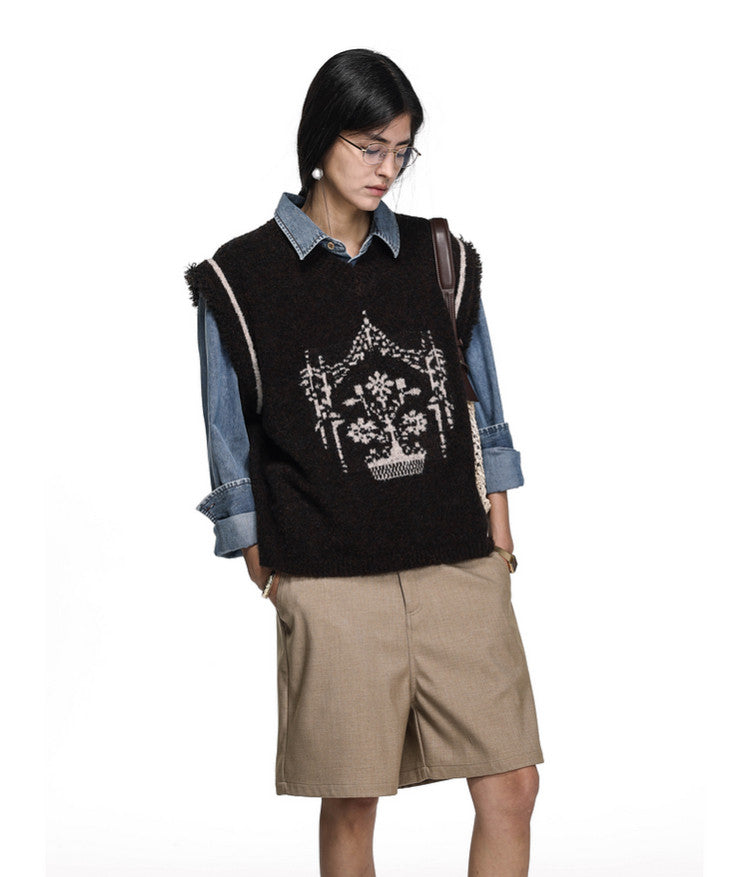 Jacquard Tassel Vest