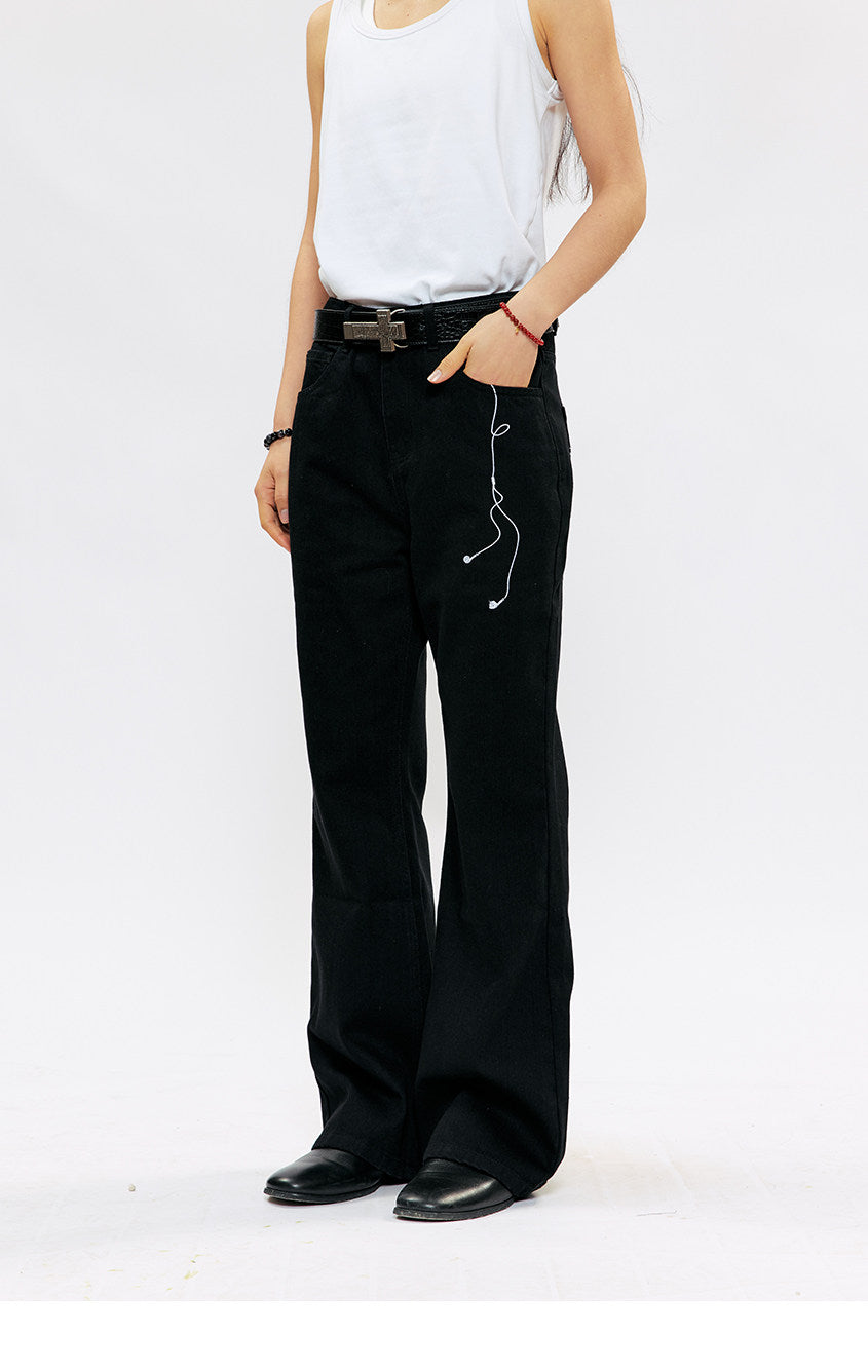 Casual Straight-Leg Embroidered Jeans