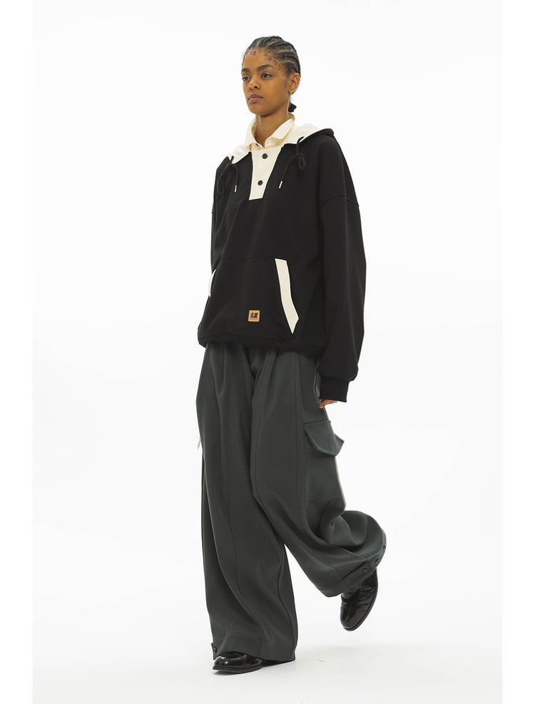 Draped Silhouette Wide Leg Pants