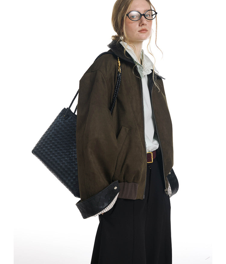 Reversible Oversized Woven Collar Jacket