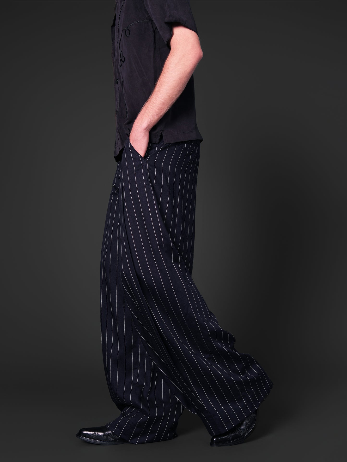 Striped casual wide leg pants