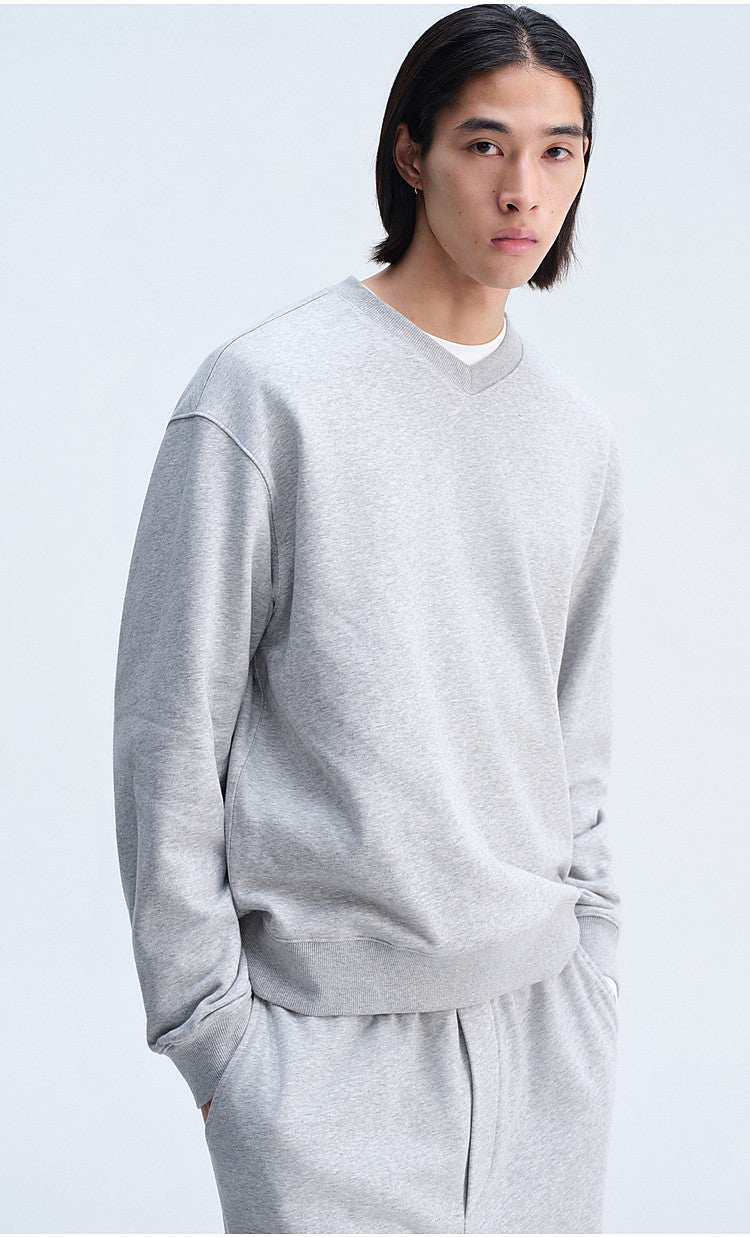 Casual Sweatshirt with Loose Rib Knit