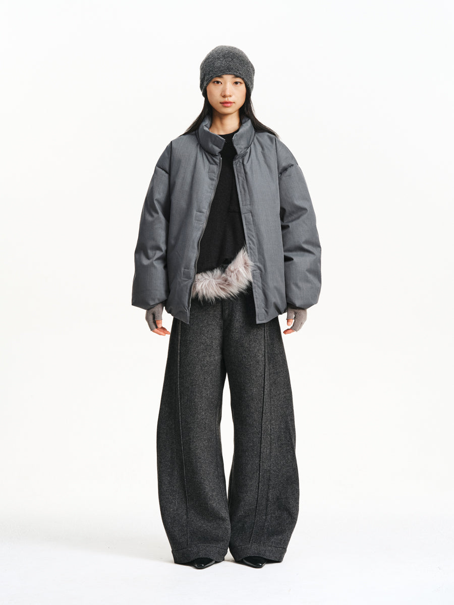 Linen-Style Down Jacket