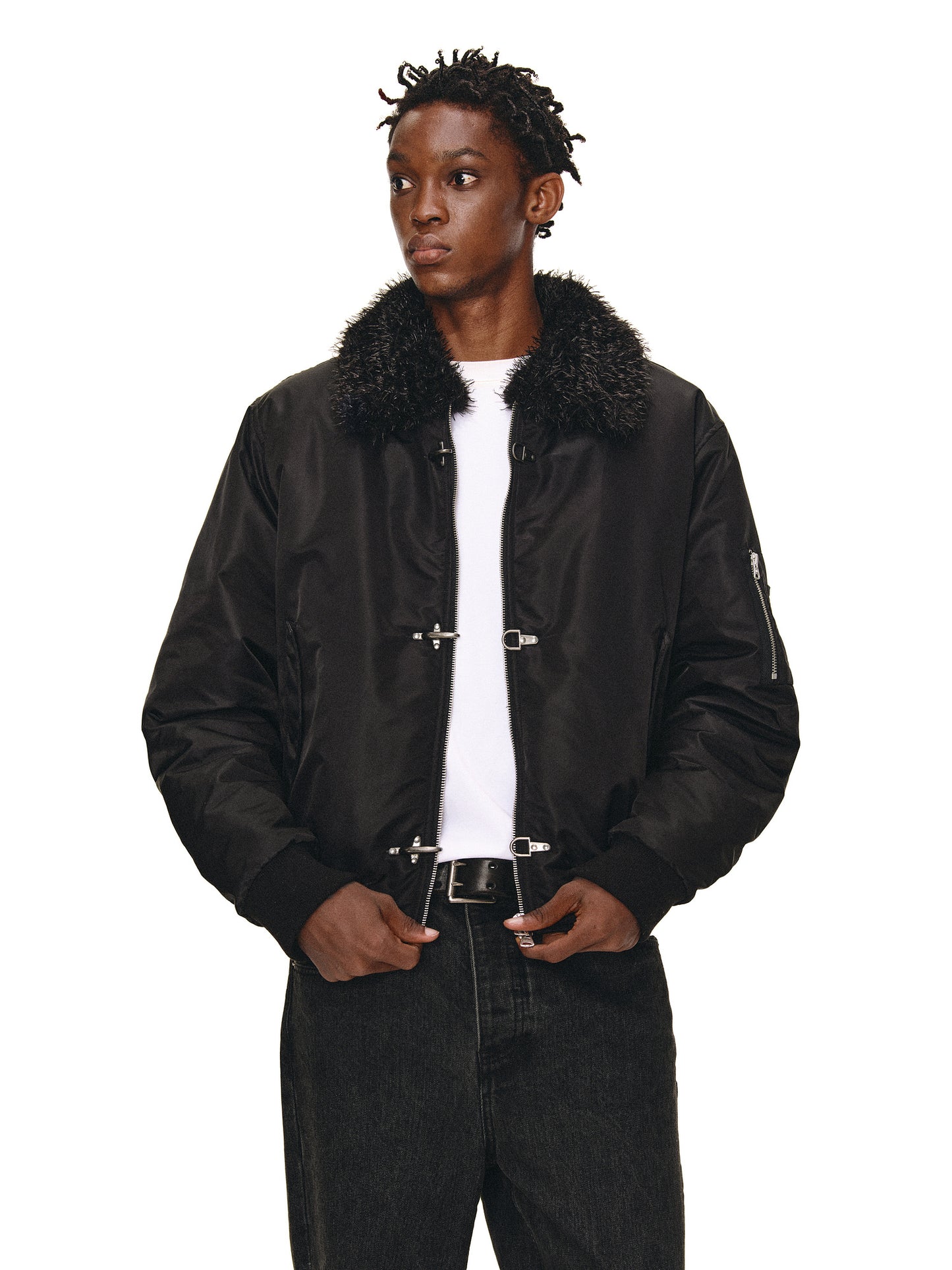 Fleece Collar Bomber Jacket
