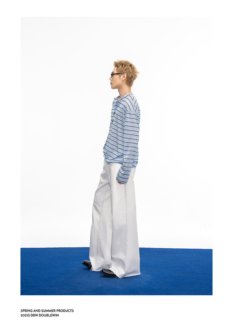 Striped Henley-Neck T-Shirt