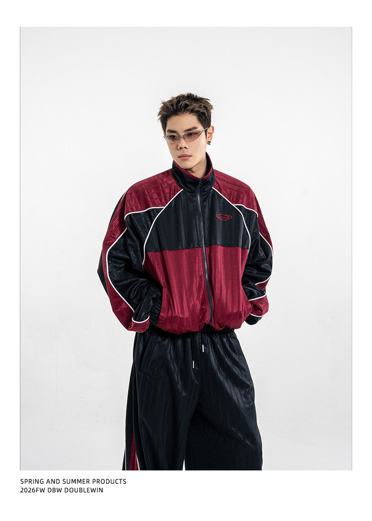 Color-Blocked Sporty Casual Pants Set