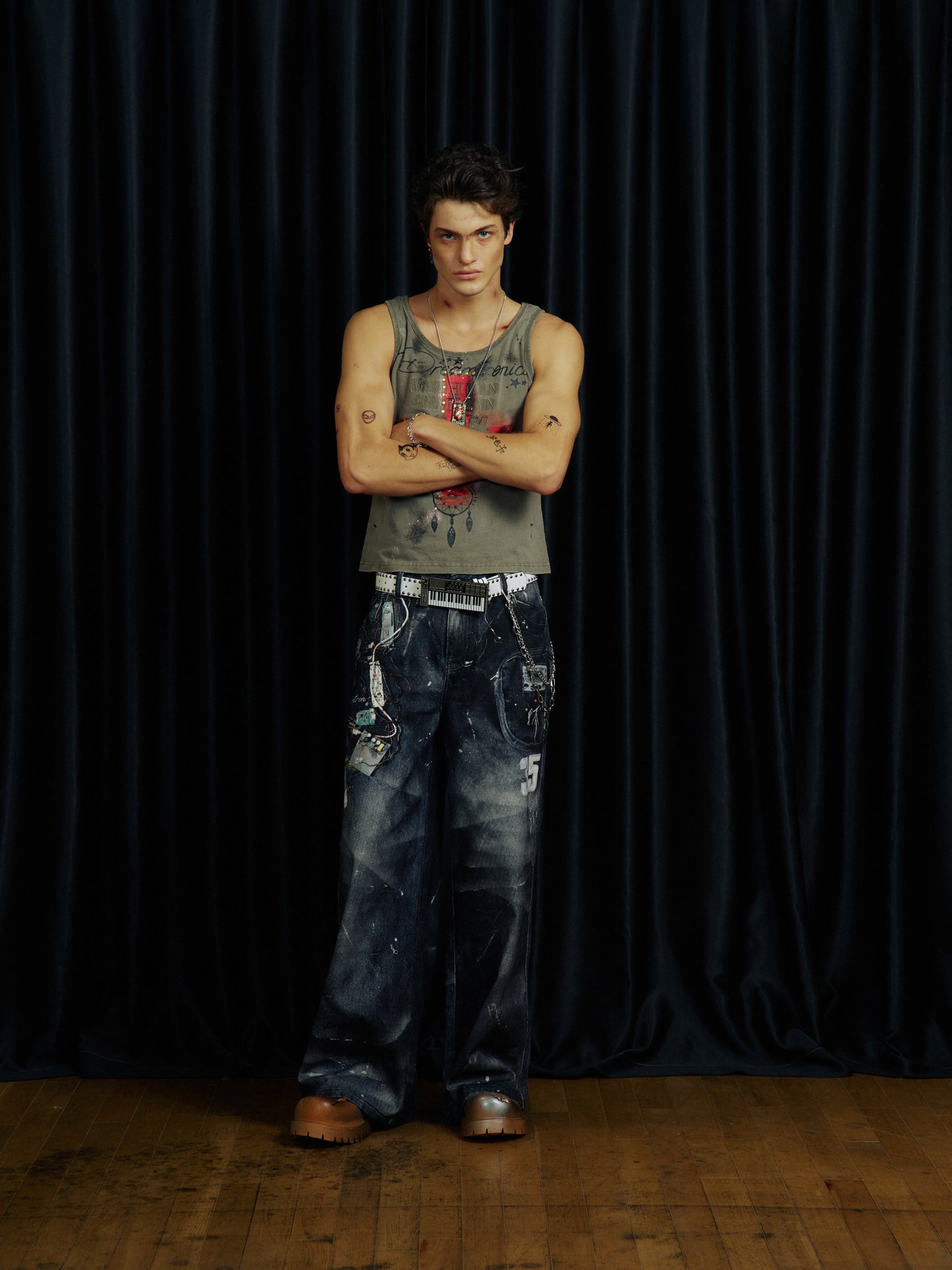 Ink-Washed Distressed Tank Top