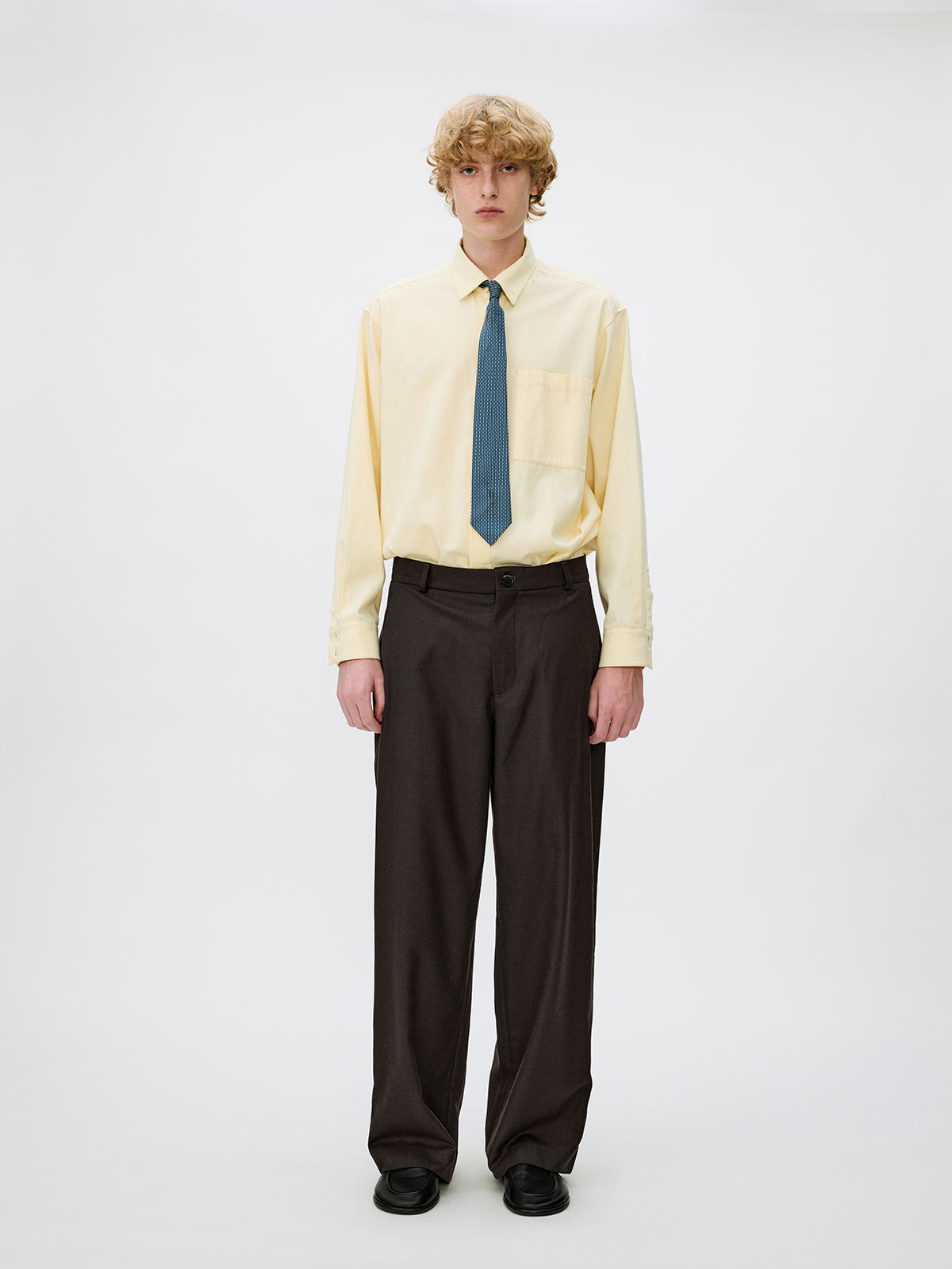 Straight-Leg Pleated Casual Pants