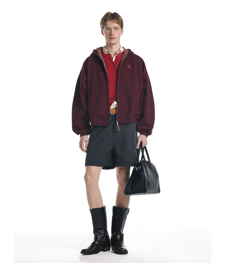 Checkered Color Block Hooded Sweatshirt