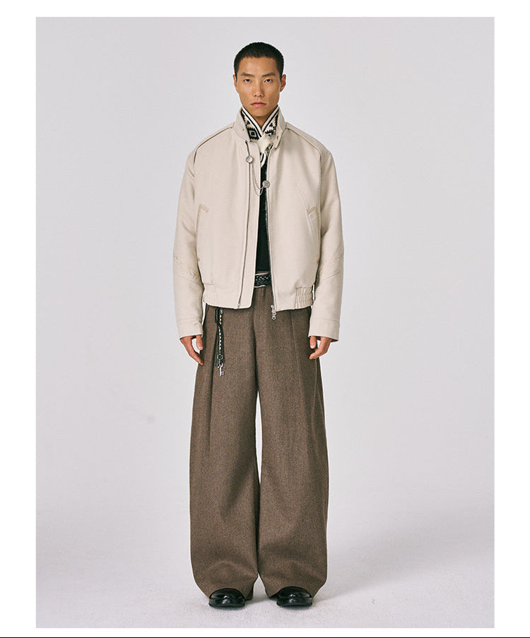 Stand Collar Embroidered Jacket