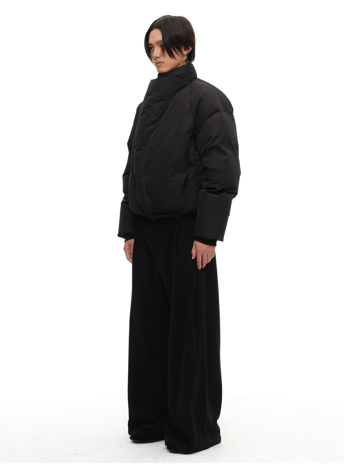 Curved Zipper Magnet Snap Down Jacket