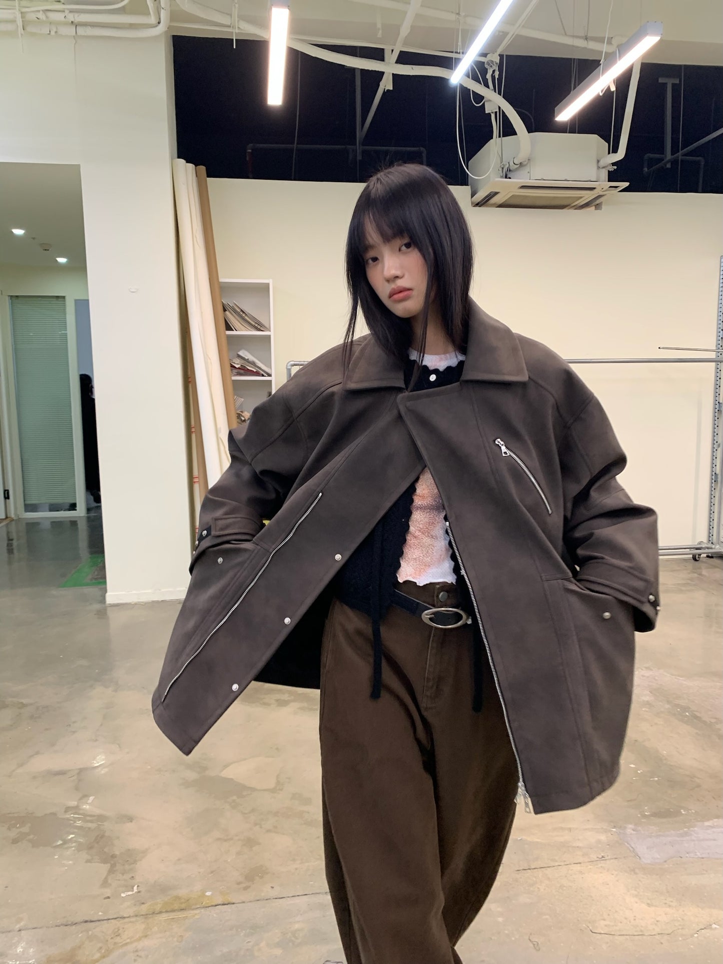 Oversized mid-length jacket