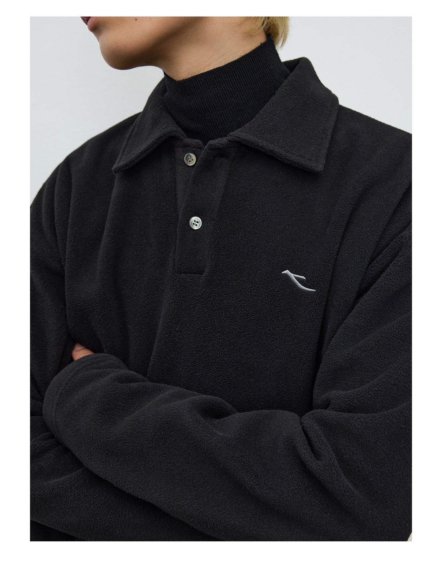 Double-sided fleece collar polo shirt