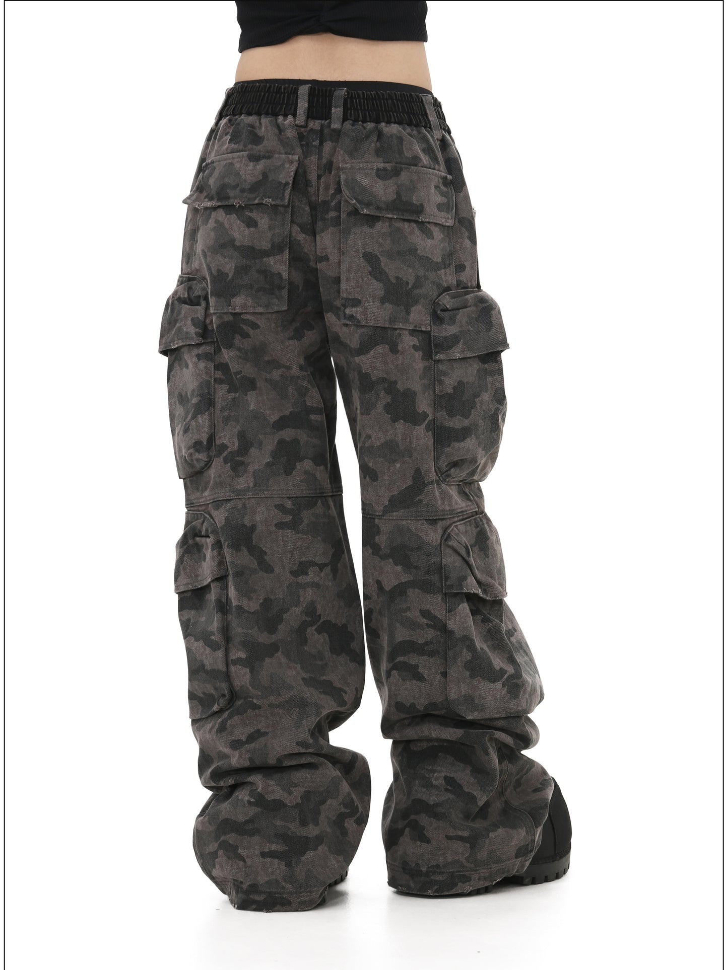 Retro wide-leg casual pants