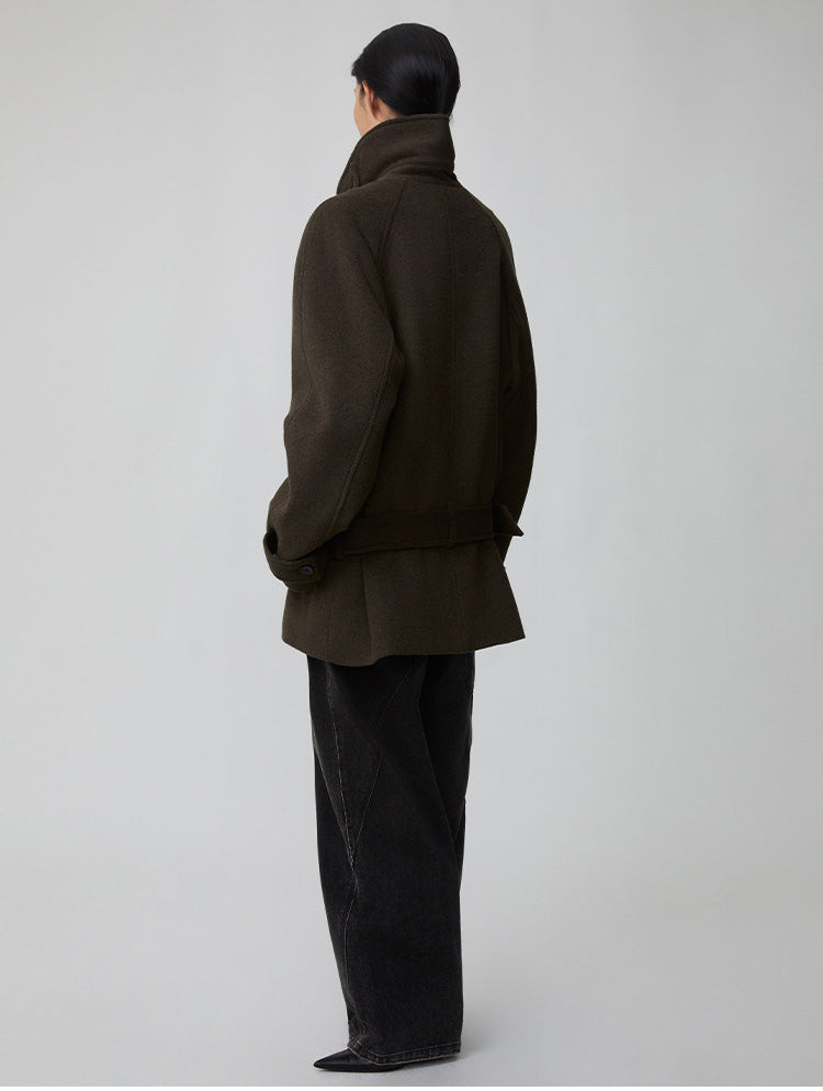 Raglan-Sleeve Short-Length Coat