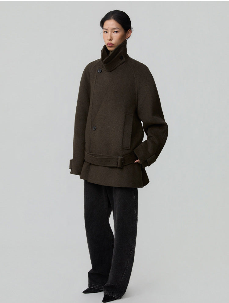 Raglan-Sleeve Short-Length Coat