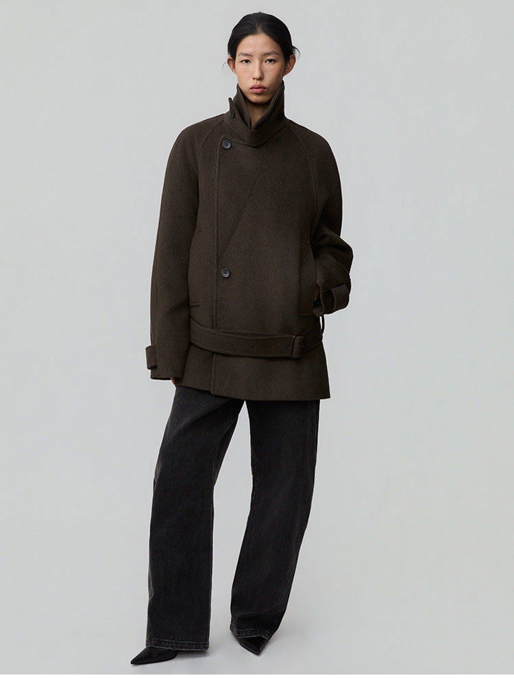 Raglan-Sleeve Short-Length Coat