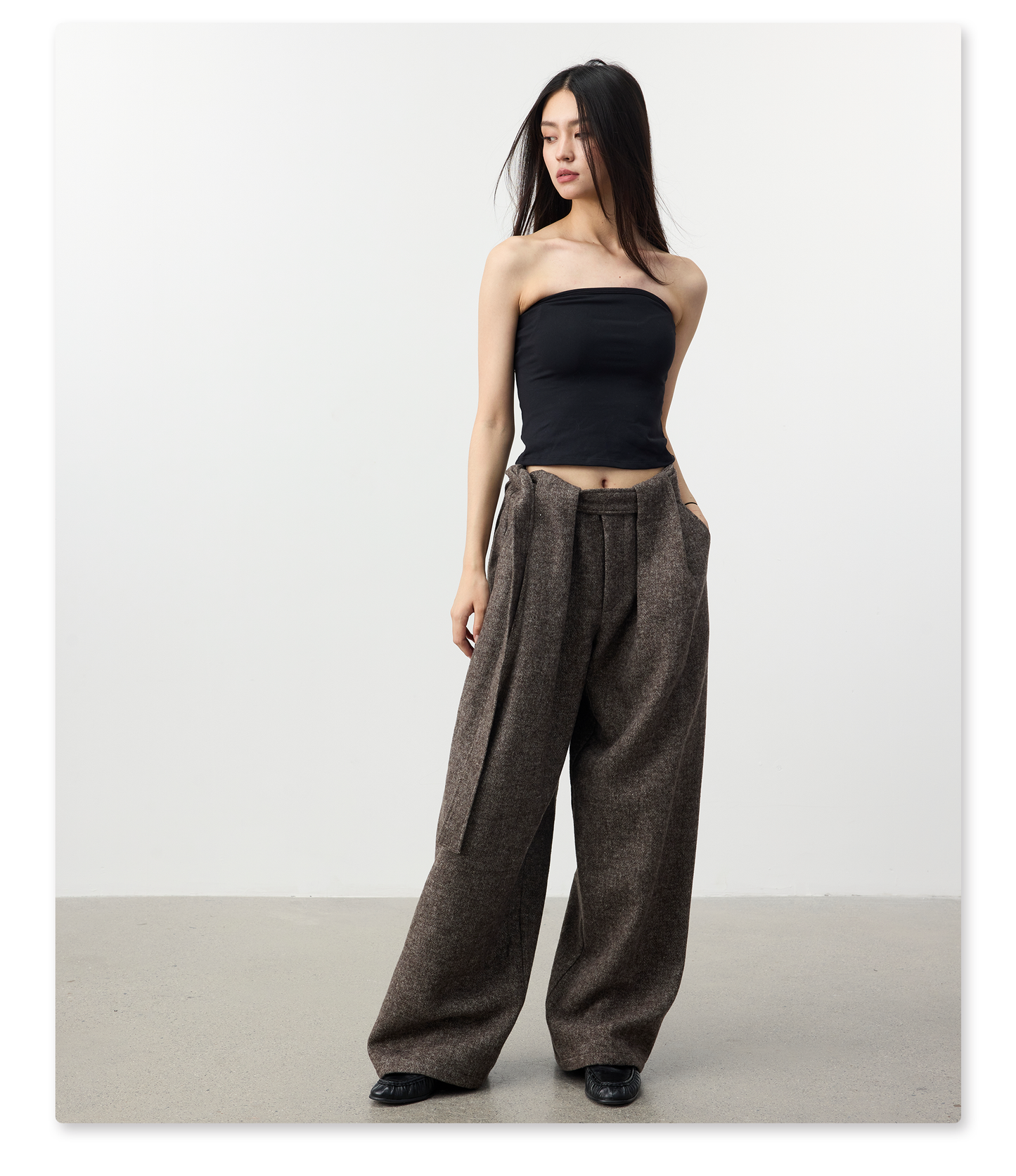 Pleated High-Waist Casual Pants