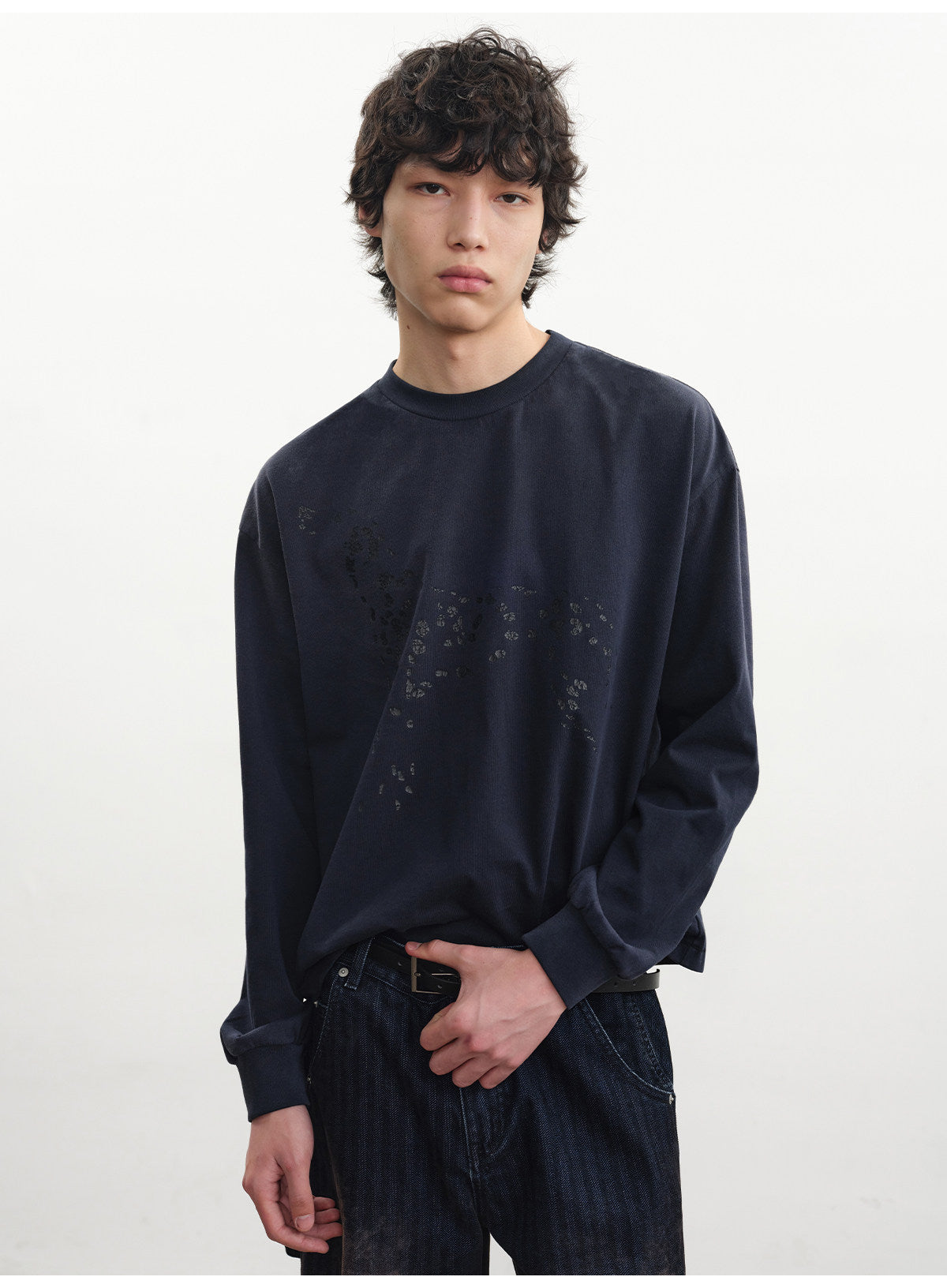 Distressed Print Faded Finish T-Shirt