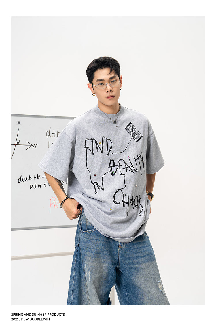 Graffiti Embroidered Loose T-Shirt