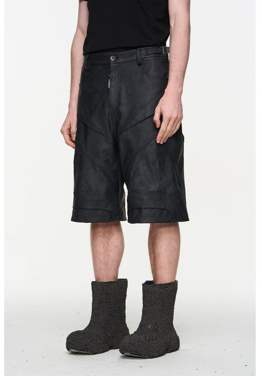 Heavy Crafted Leather Casual Shorts
