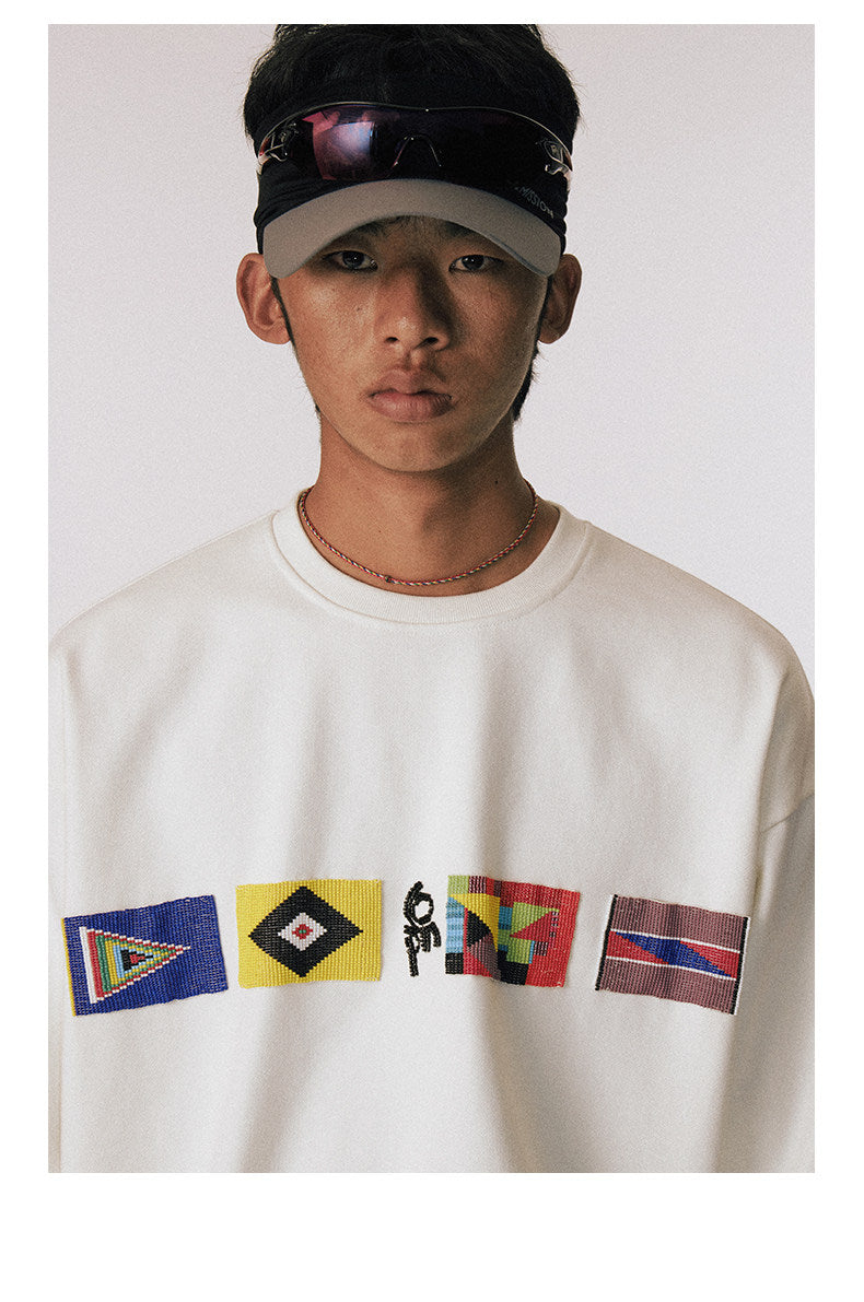 Hand Beaded Flag Sweatshirt