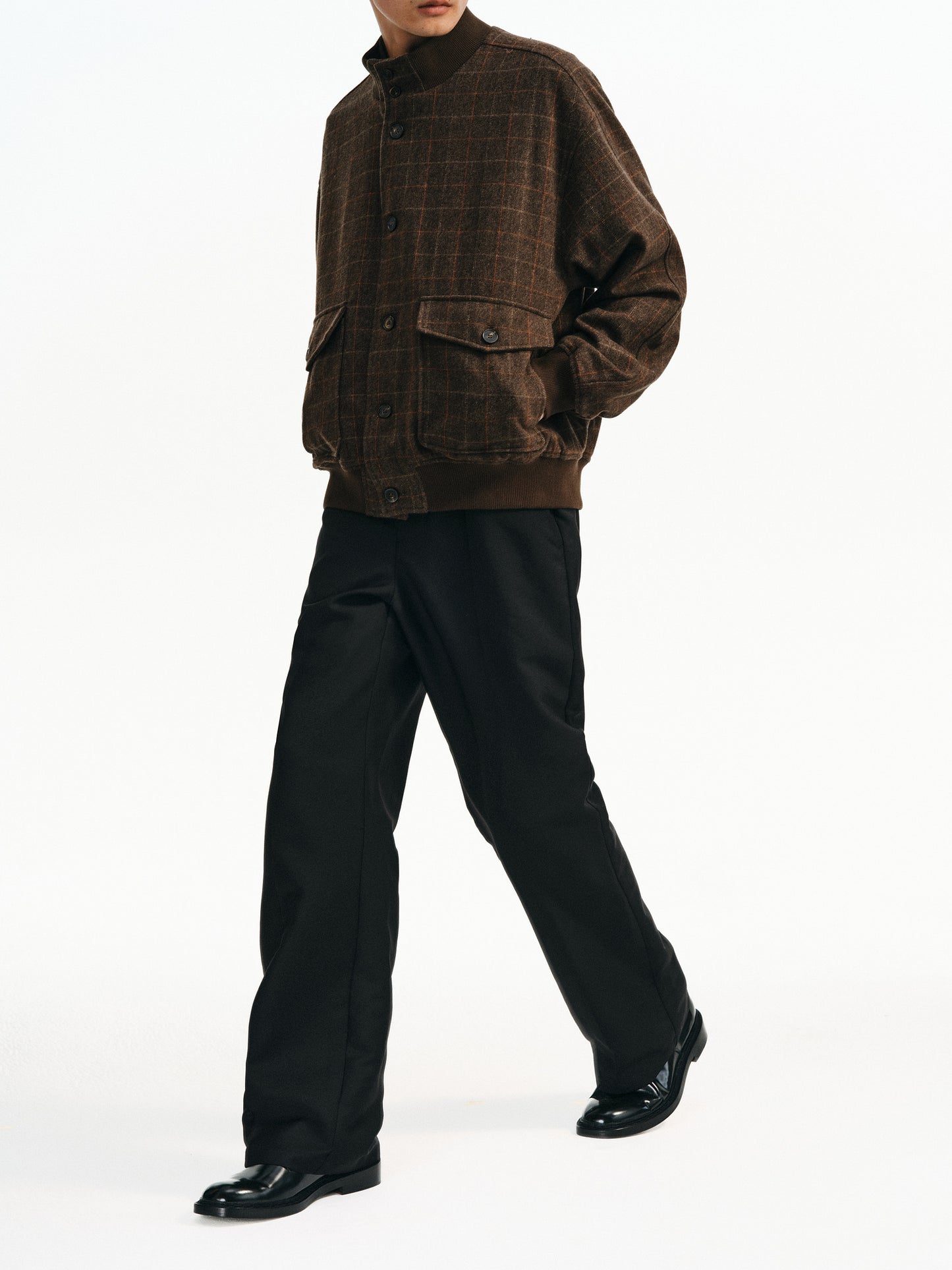 Checkered Stand Collar Jacket